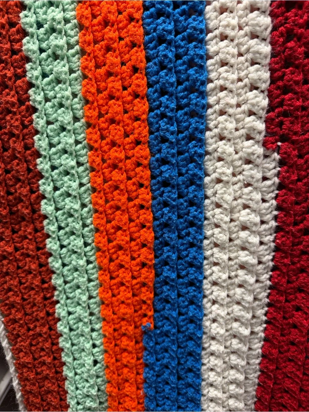 Scrap Acrylic Handmade Multicolor Crochet Quilt - Striped Colorful Throw
